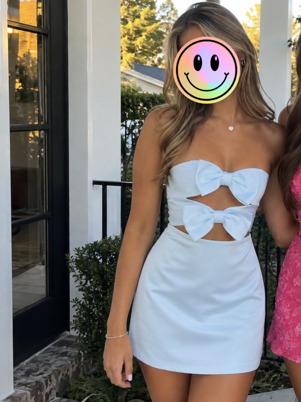 Peppermayo Women's Ice Blue Strapless Mini Dress with Cutouts